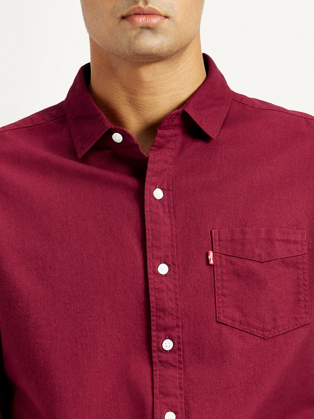 Men's Solid Maroon Slim Fit Shirt