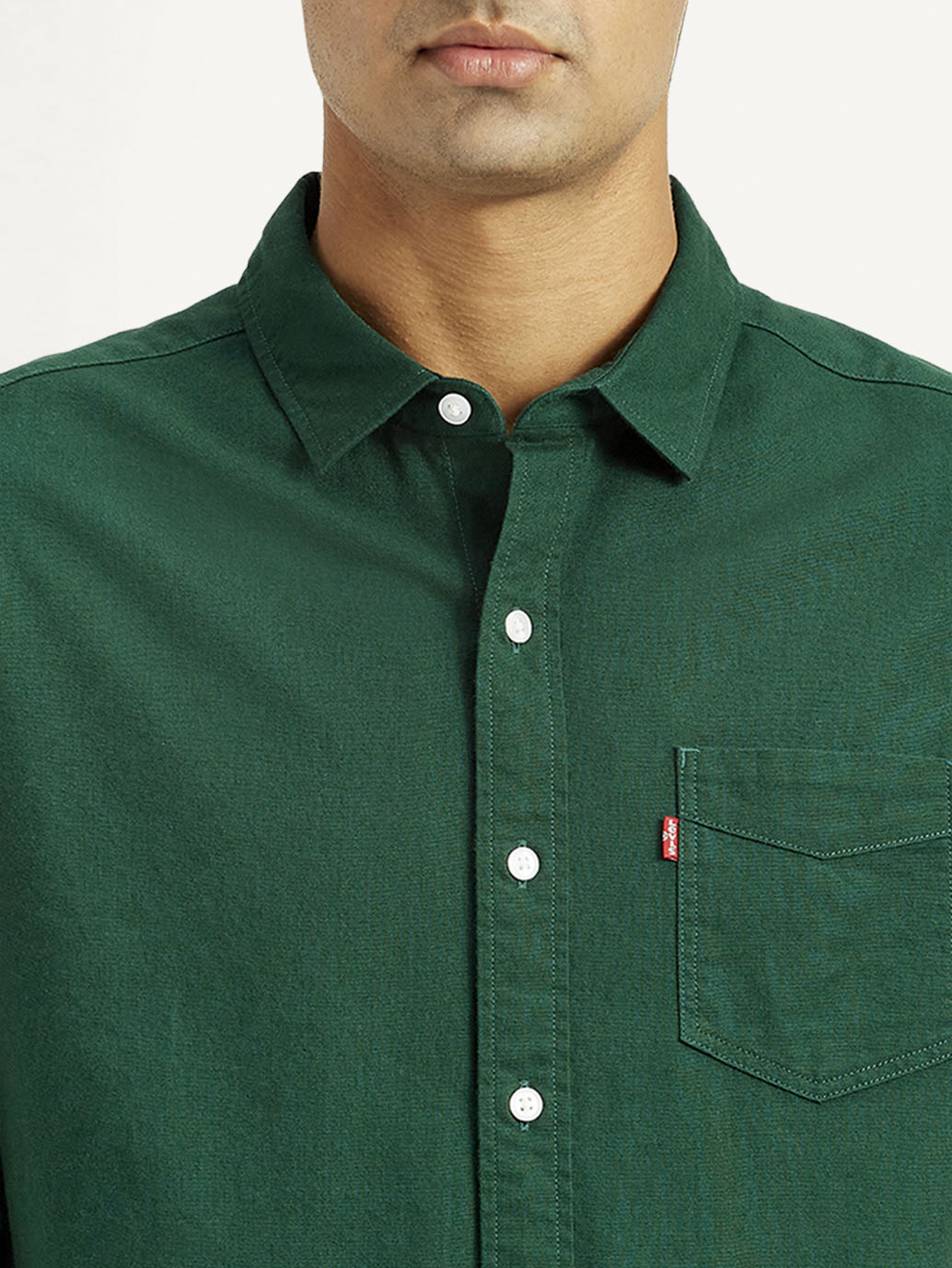 Men's Solid Dark Green Slim Fit Shirt