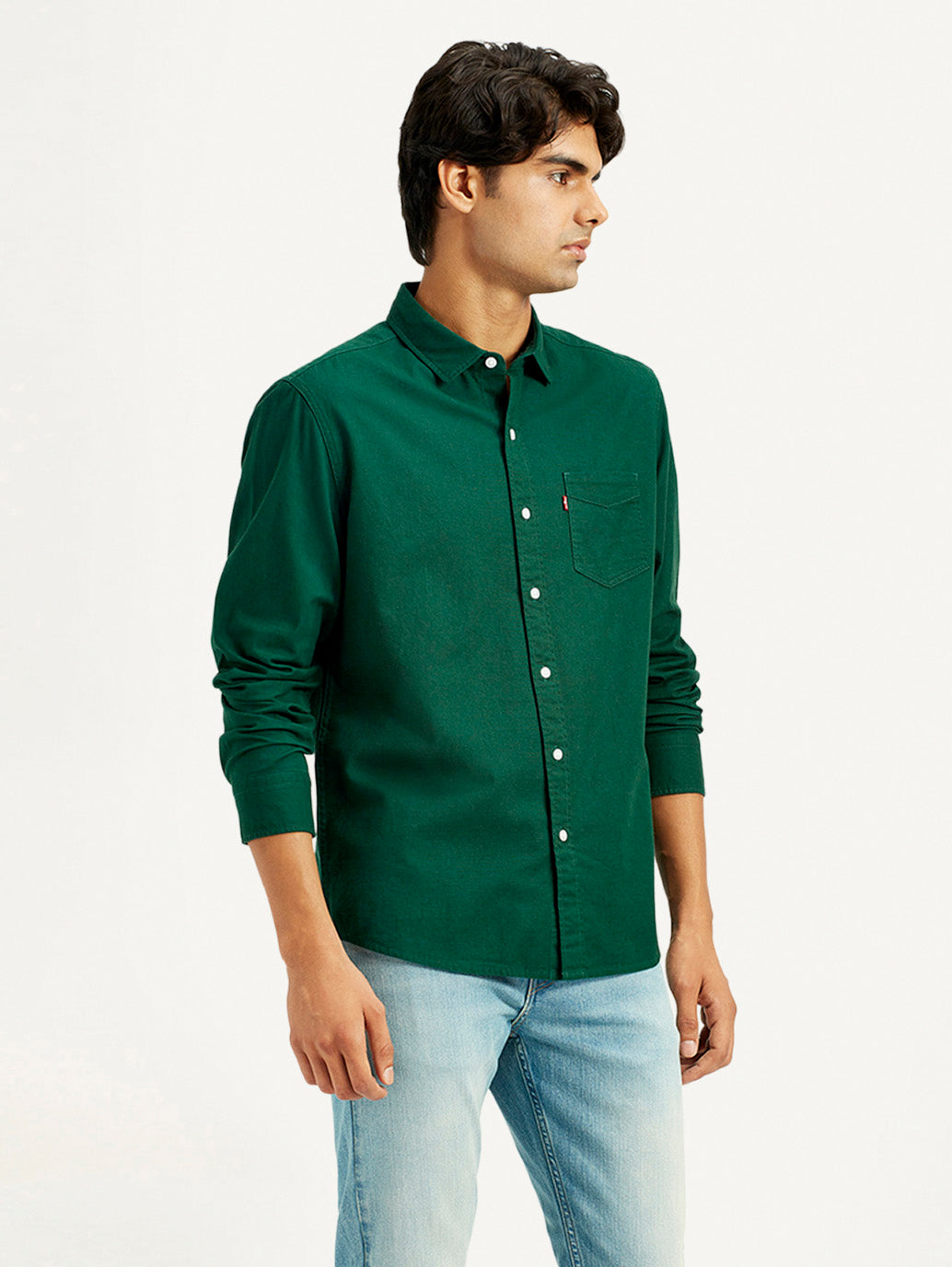 Men's Solid Dark Green Slim Fit Shirt