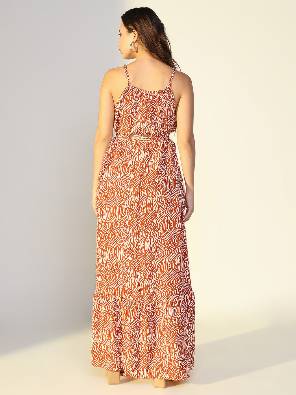 Women's Animal Print Rust Maxi Dress