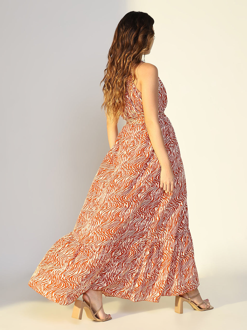 Women's Animal Print Rust Maxi Dress