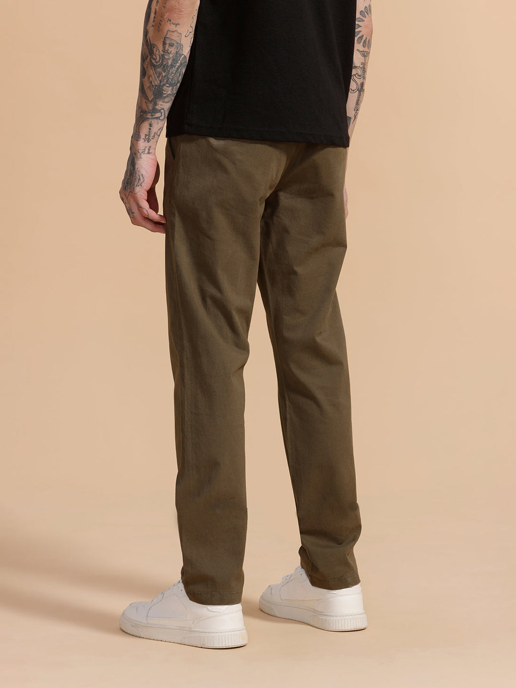 Cotton Blend Chino Trouser | Khaki