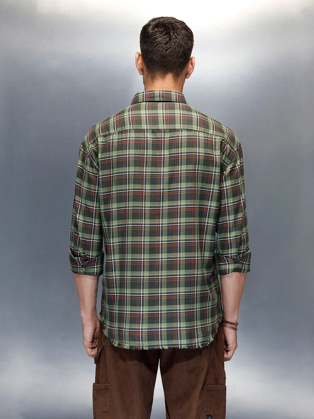Men's Casual Oversized Fit Checkered Pattern Shirt | Green