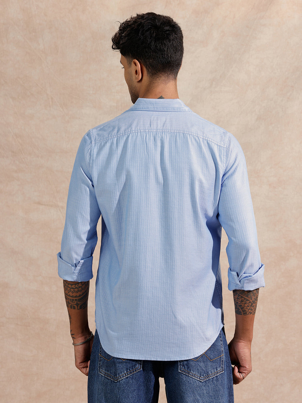 Herringbone Textured Shirt | Blue