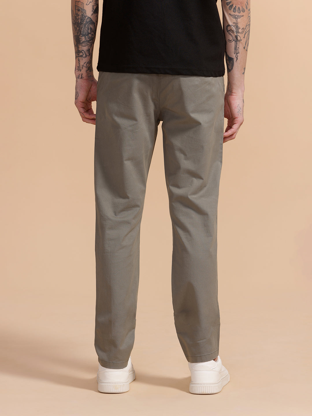 Cotton Blend Chino Trouser | Grey