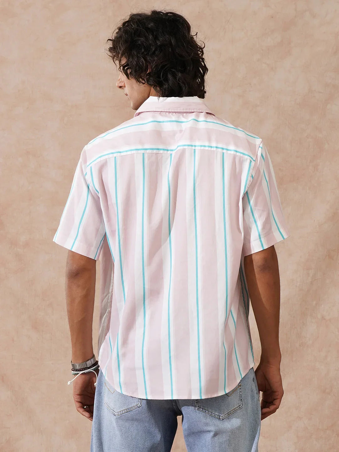 Striped Micro Cord Texture Shirt | Pink