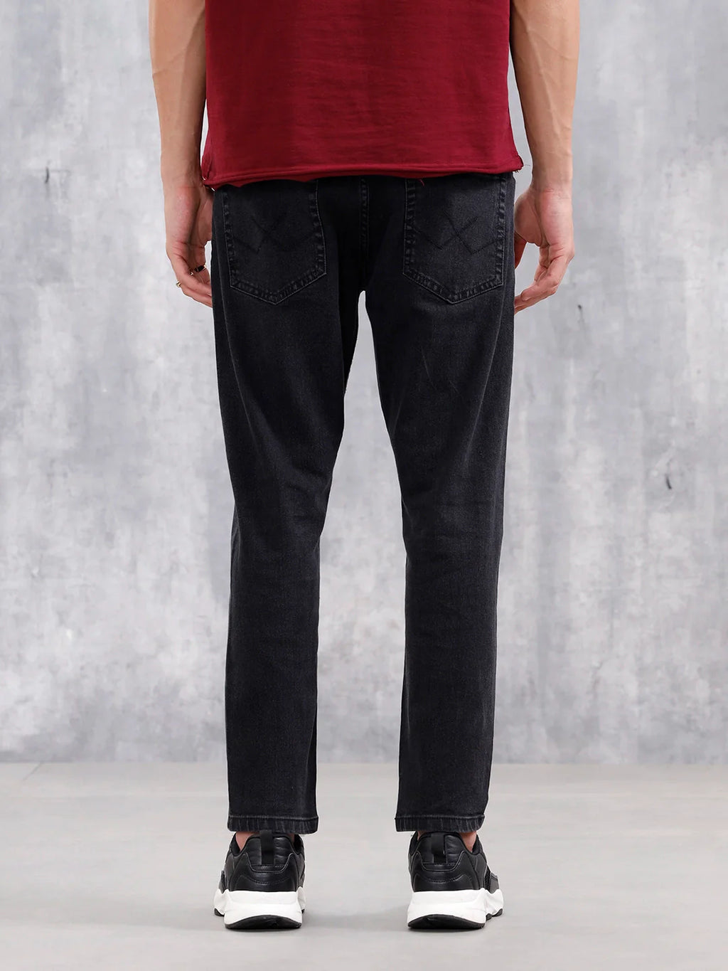 Men Casual Skinny Crop Jeans | Black