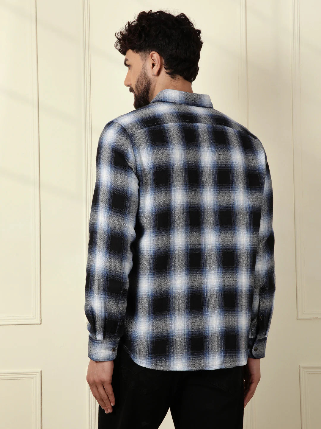 Shadow Checked Cotton Shirt | Grey