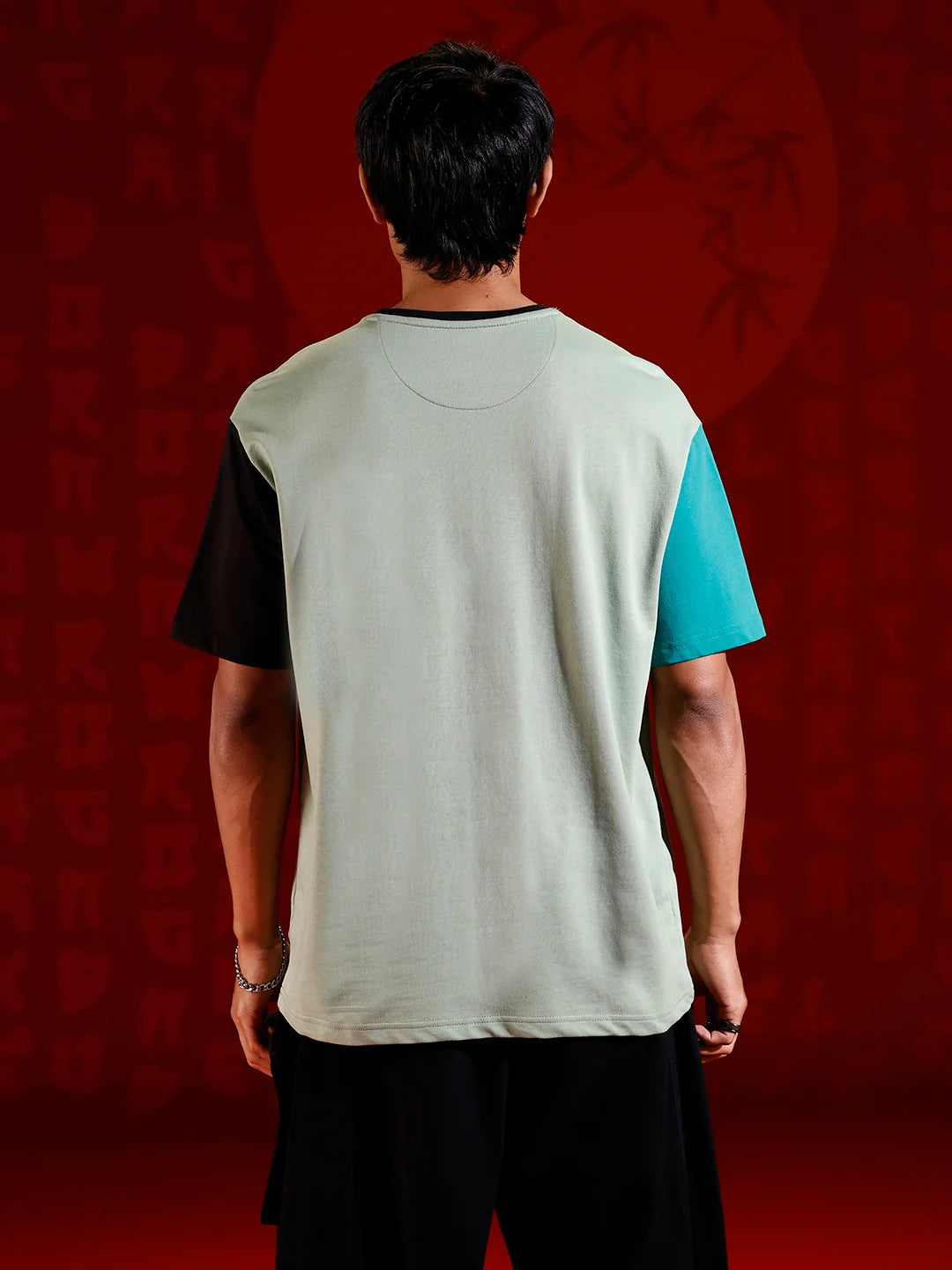 Color-block graphic oversized T-shirt | Green
