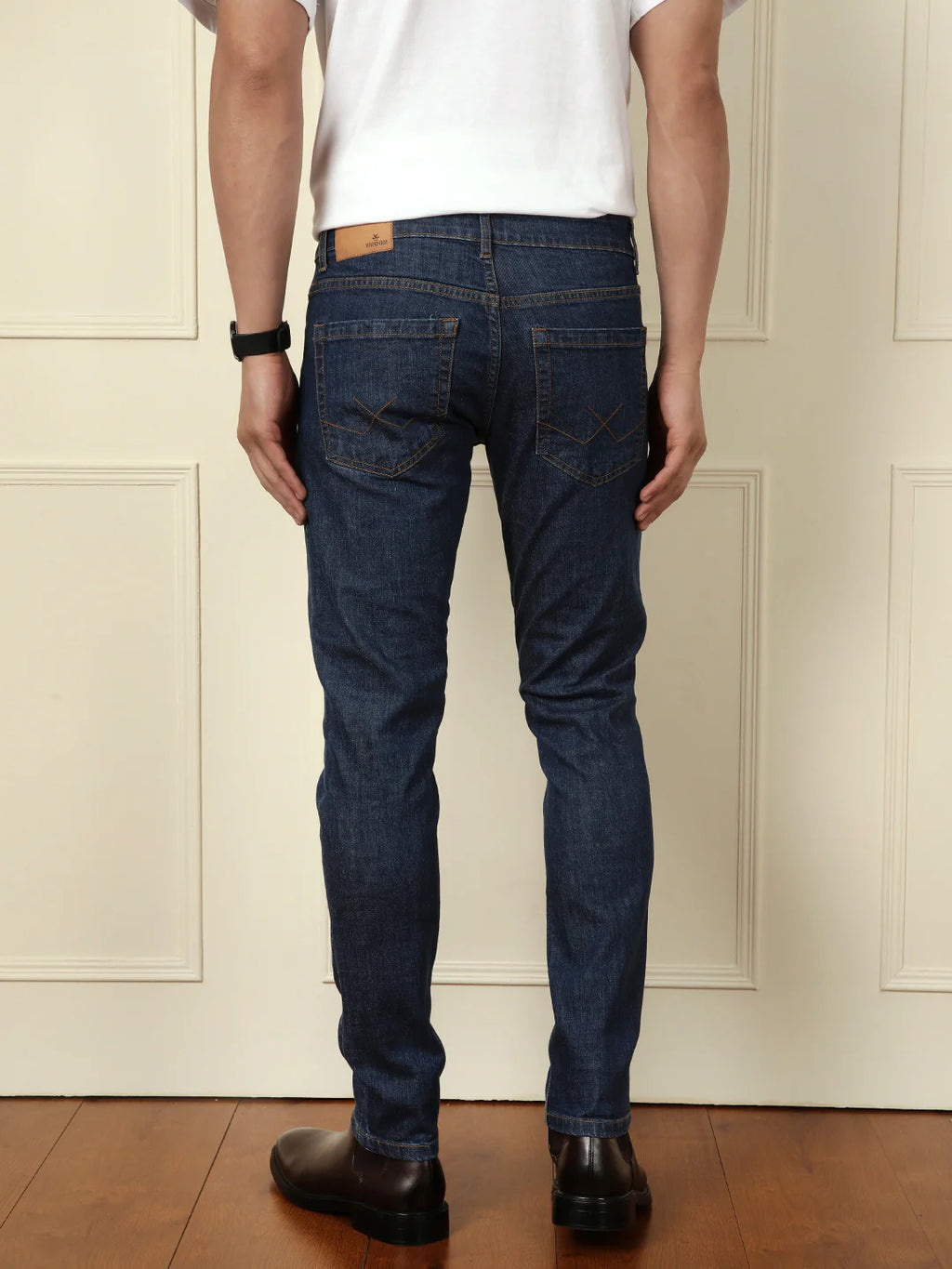Faded Slim Tapered Jeans | Dark Blue