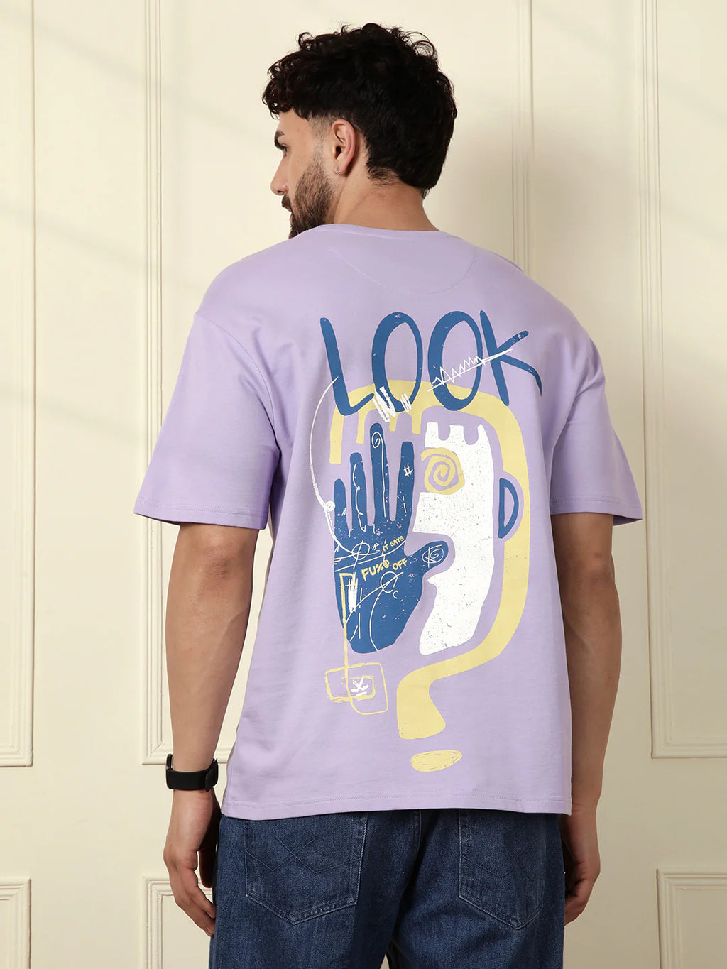 Heavy GSM Printed Faces T-Shirt | Purple