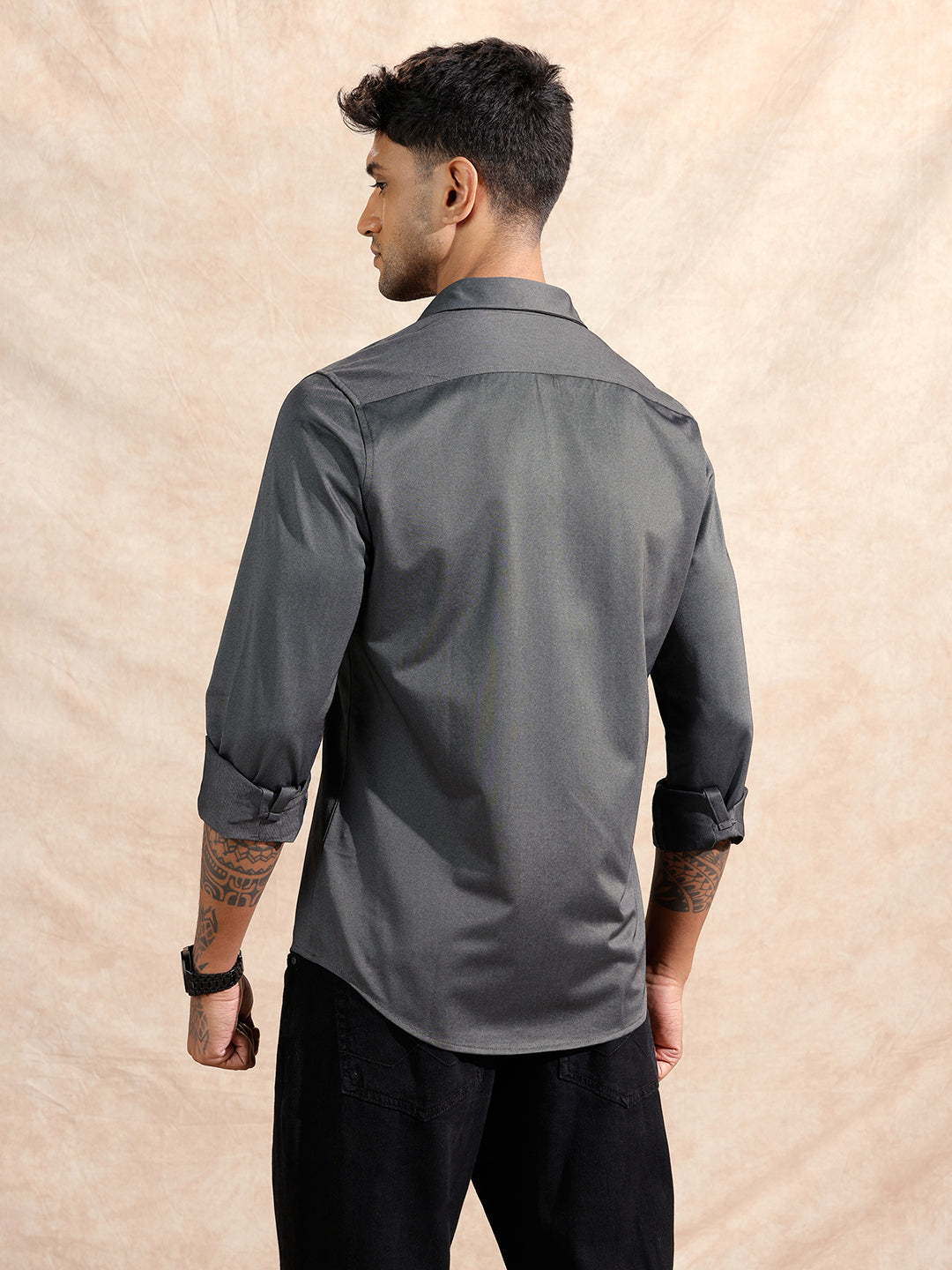 Solid Stretch Slim Fit Shirt | Black