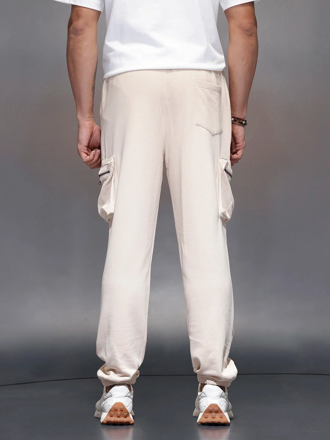 Men’s Straight Fit Cargo Joggers | Beige