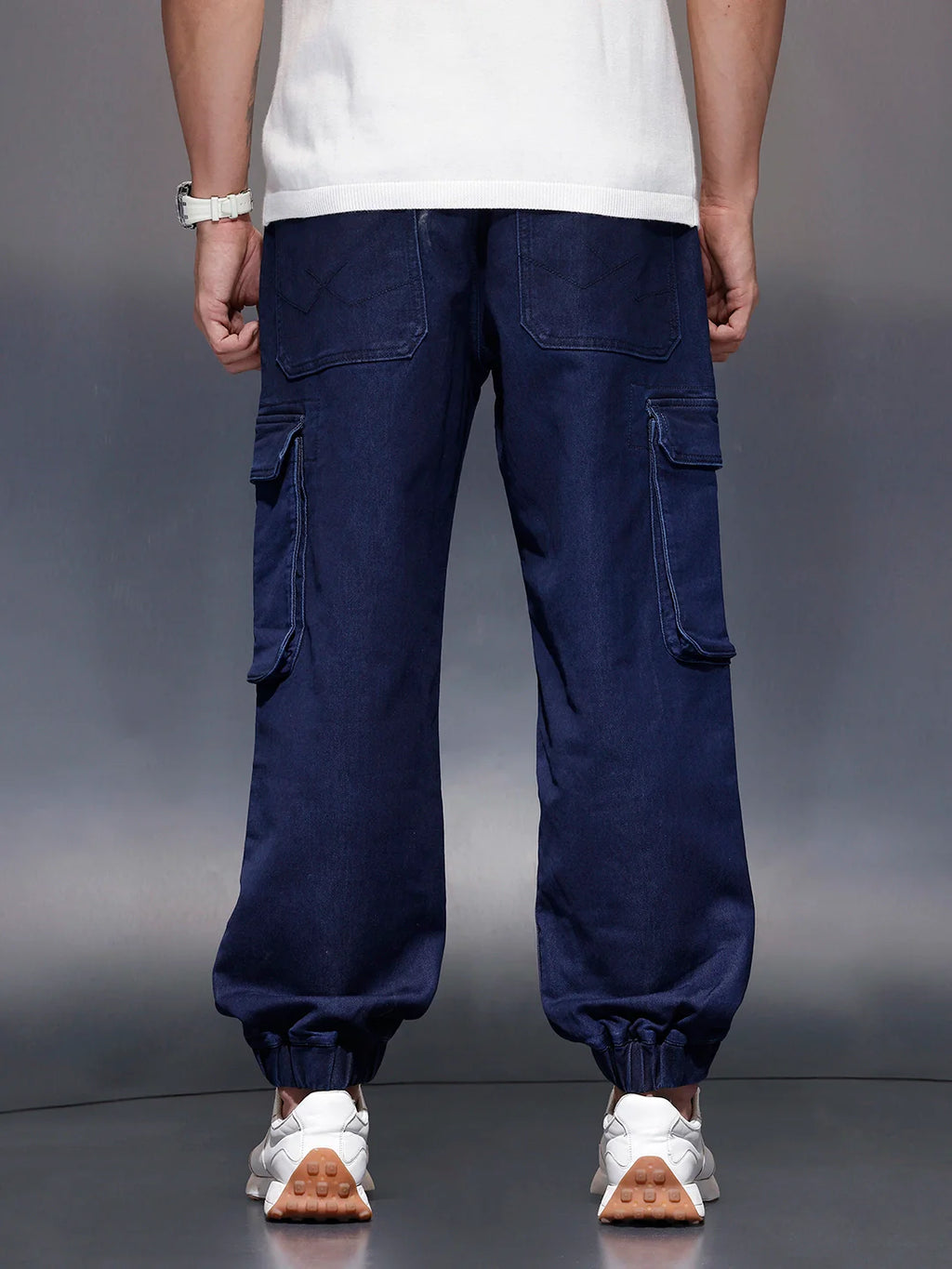 Men's casual wowen jogger with box pockets | Blue