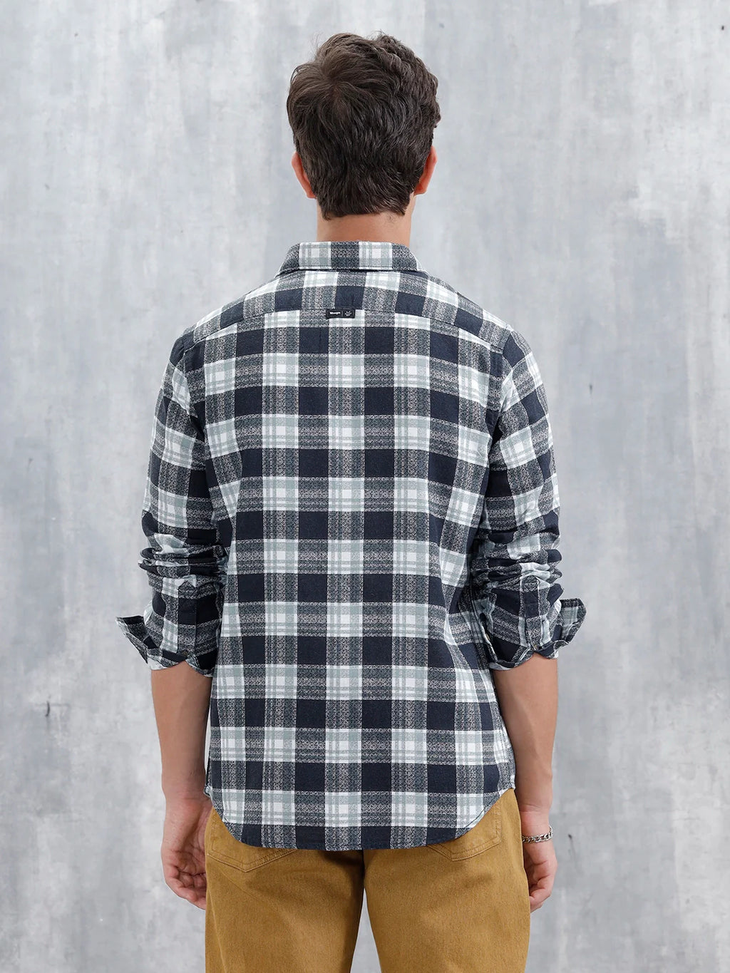 Checkered Pattern Slim Fit Casual Shirt | Blue