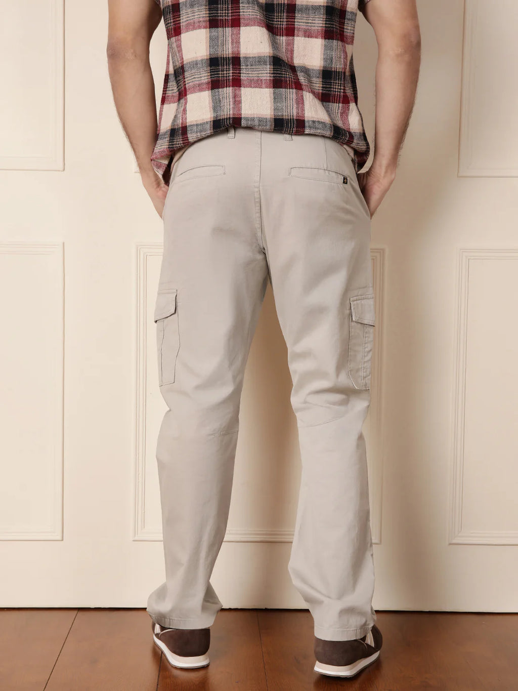 Peached Cotton Cargo Trouser | Light Grey