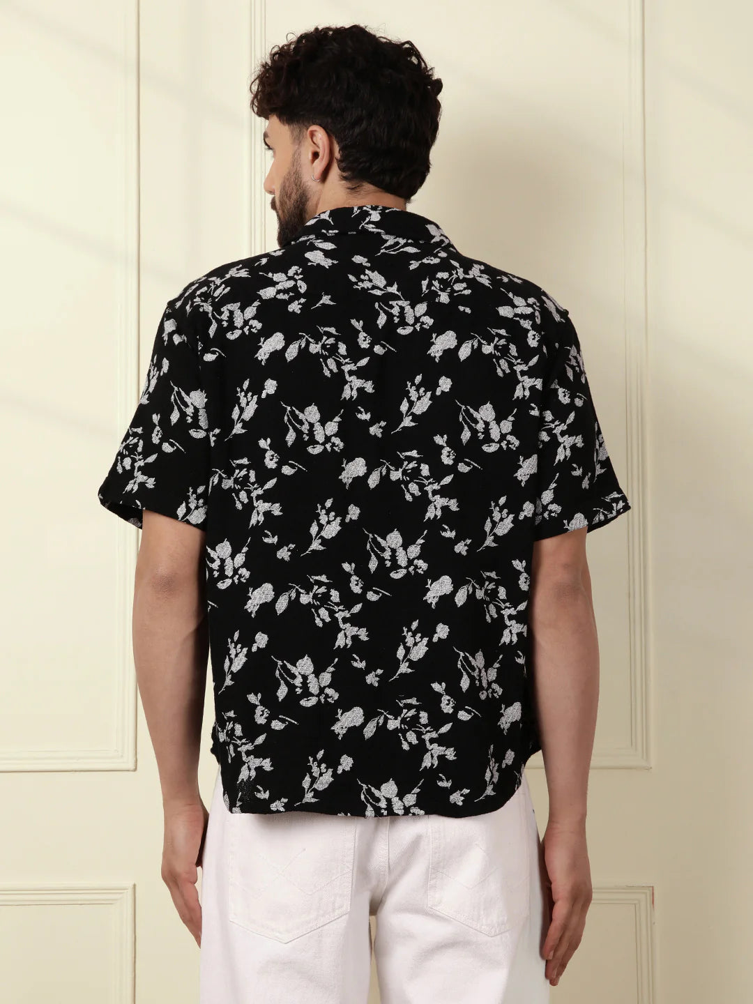 Textured Open Dobby AOP Shirt | Black