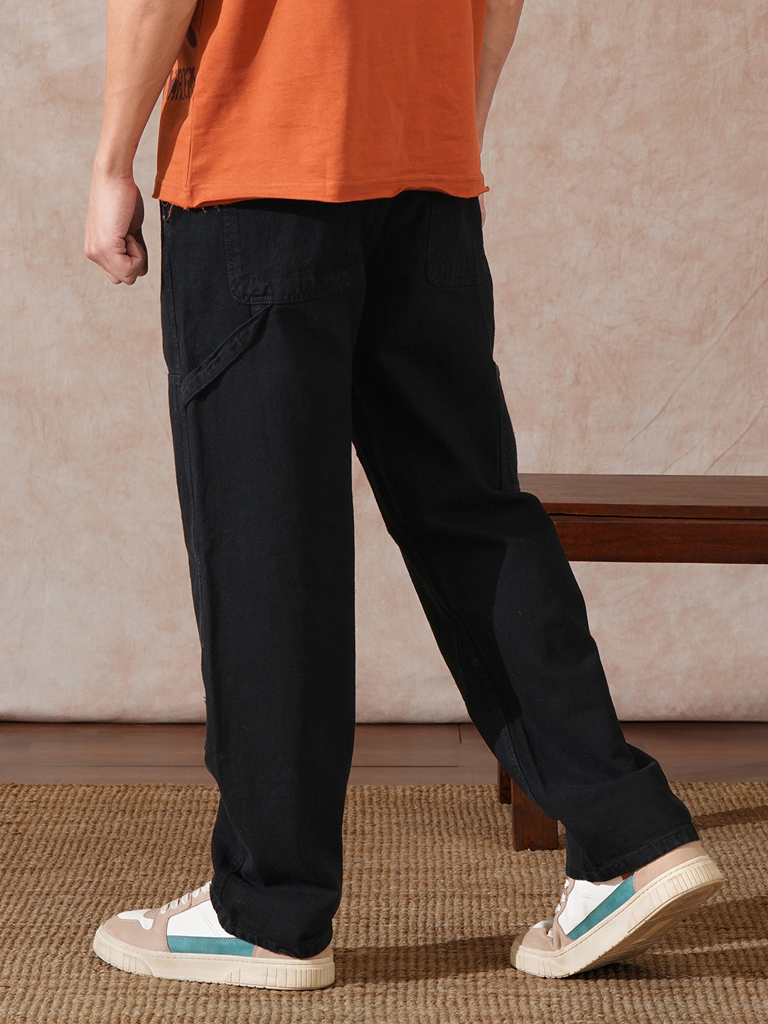 Carpenter Style Loose Fit Trouser | Black