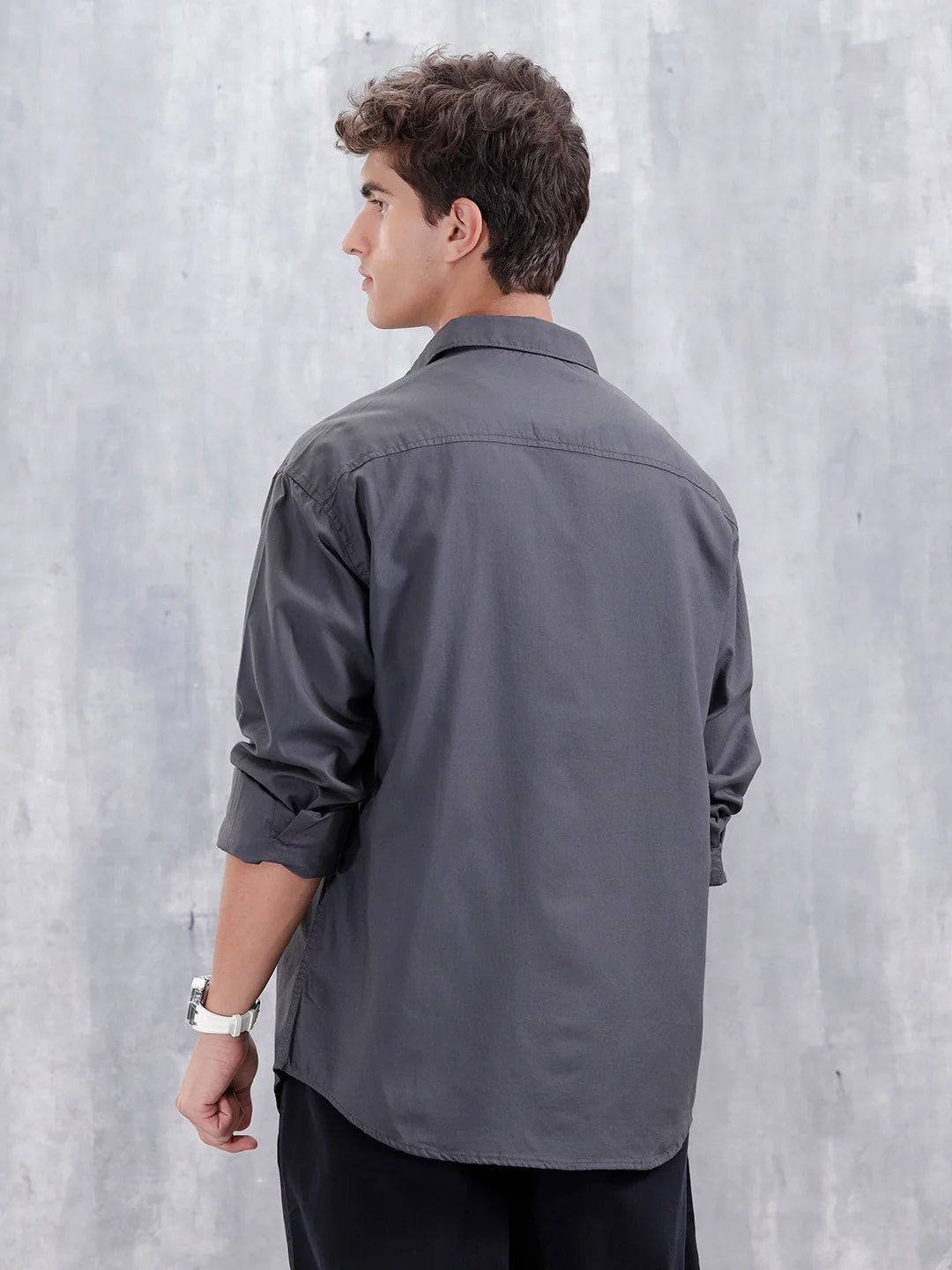 Solid Oversized Casual Shirt | Grey