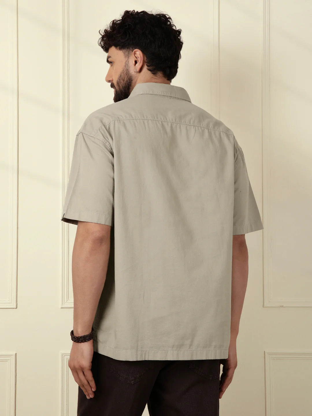 Popover Oversized Fit Shirt | Brown