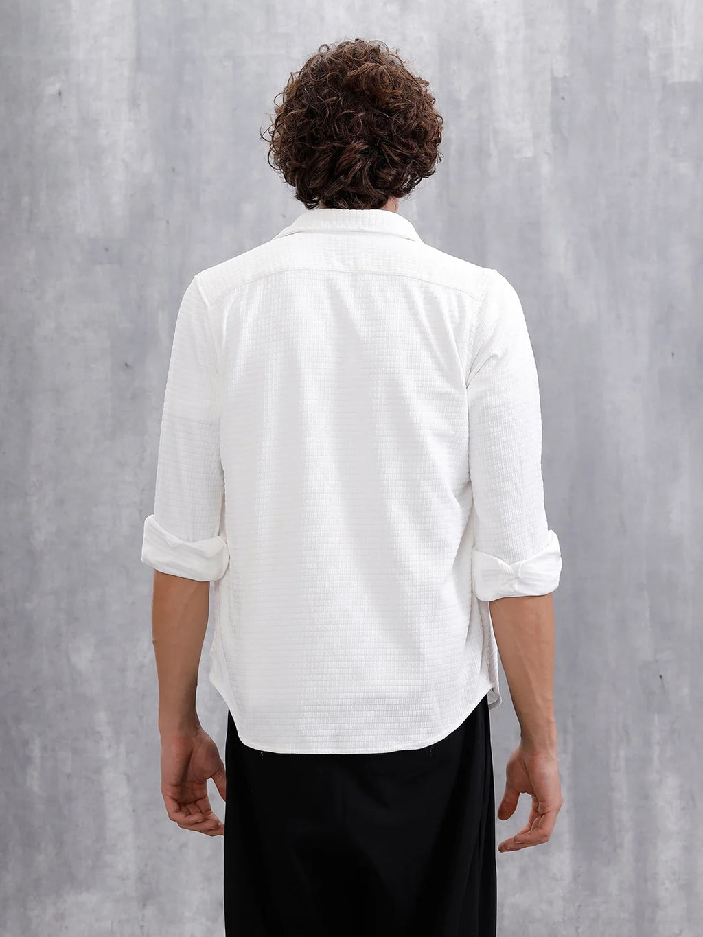 Textured Full Sleeve Shirt | White