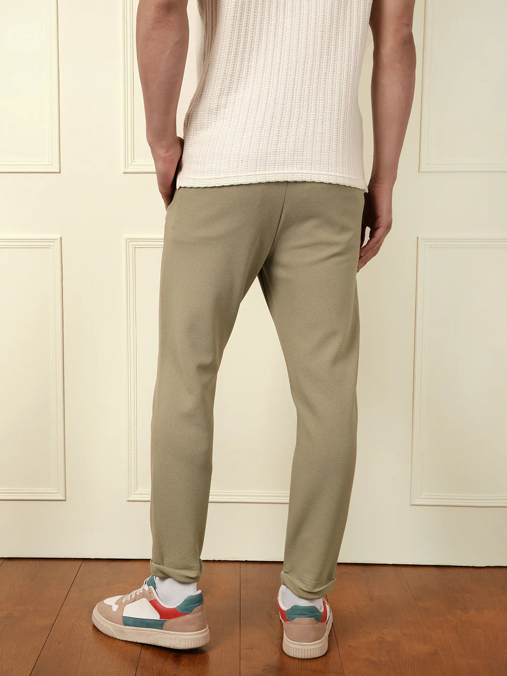 Soft Cotton Blend Knit Trouser | Beige