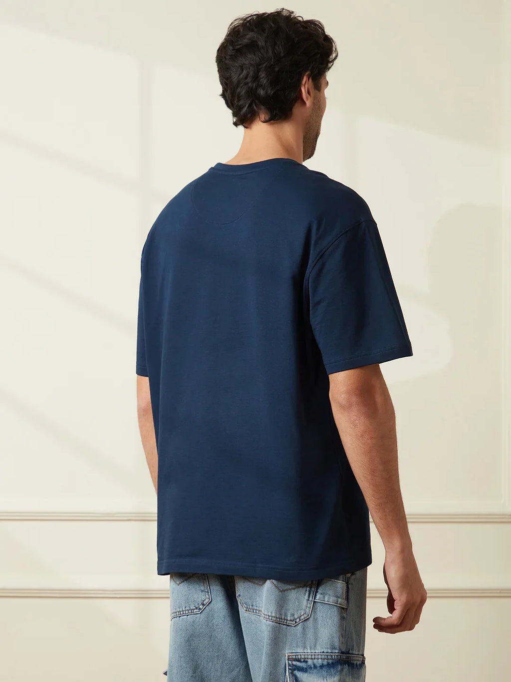 Printed Heavy GSM Oversized T-Shirt | Navy Blue