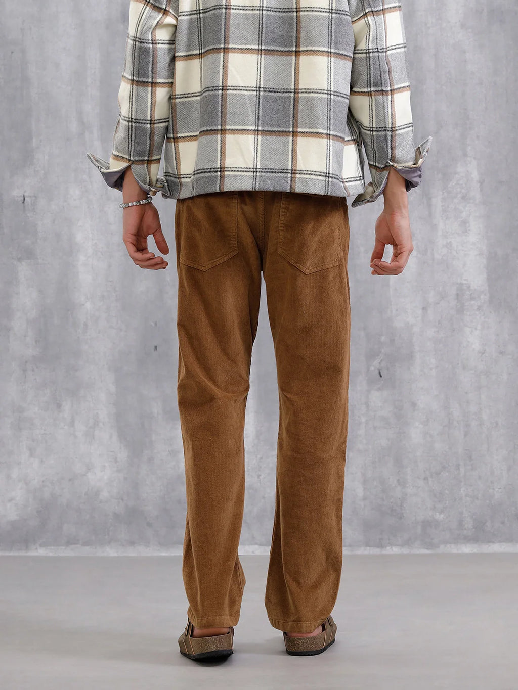 Corduroy Straight Fit Trousers  | Khaki