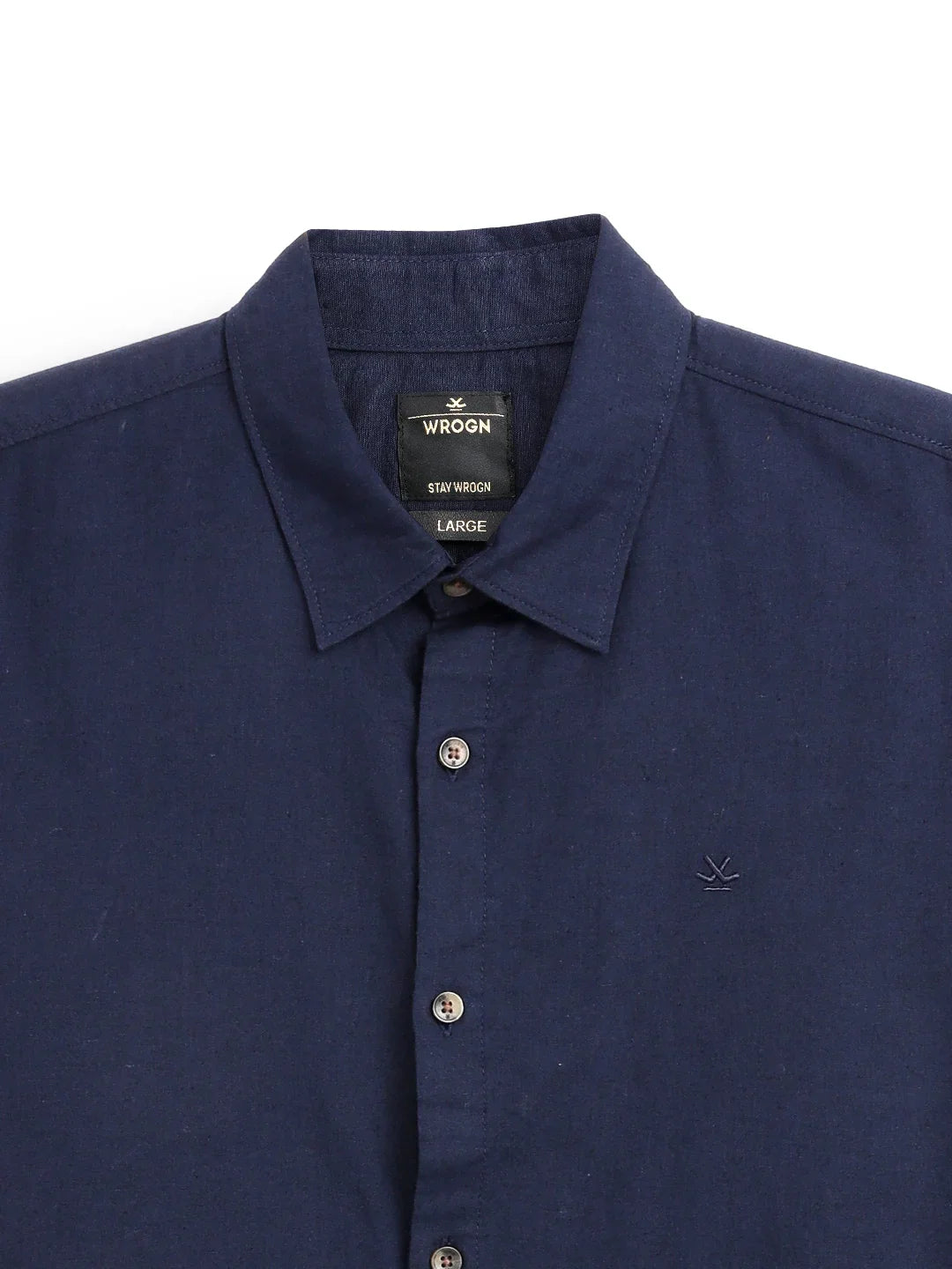 Solid Navy Cotton Linen Shirt