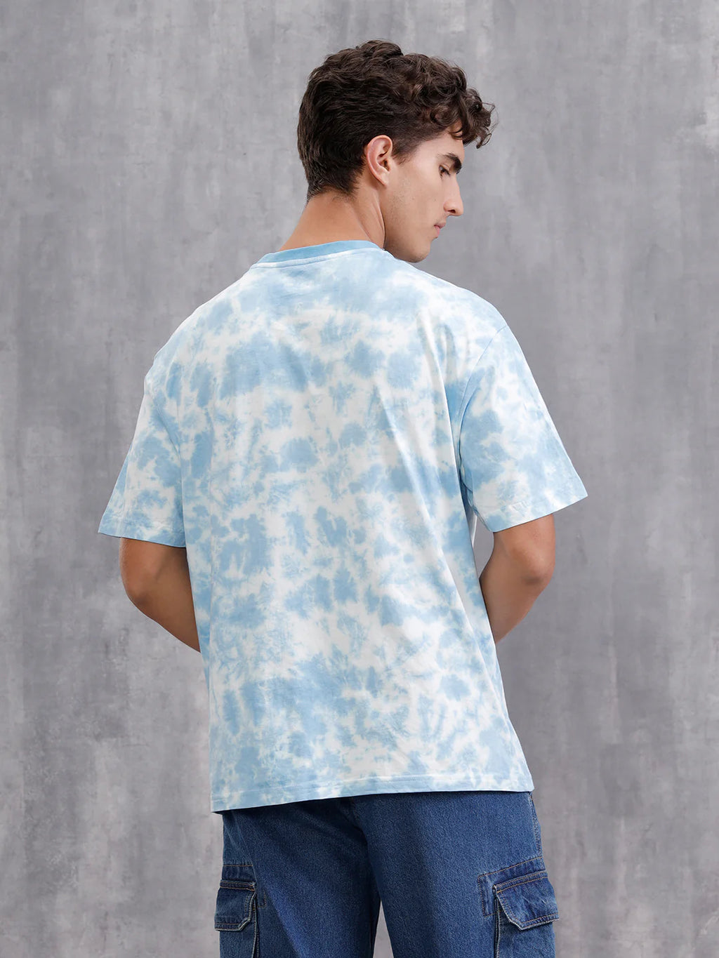 Tie-Dye Oversized Fit Cotton T-Shirt | Blue