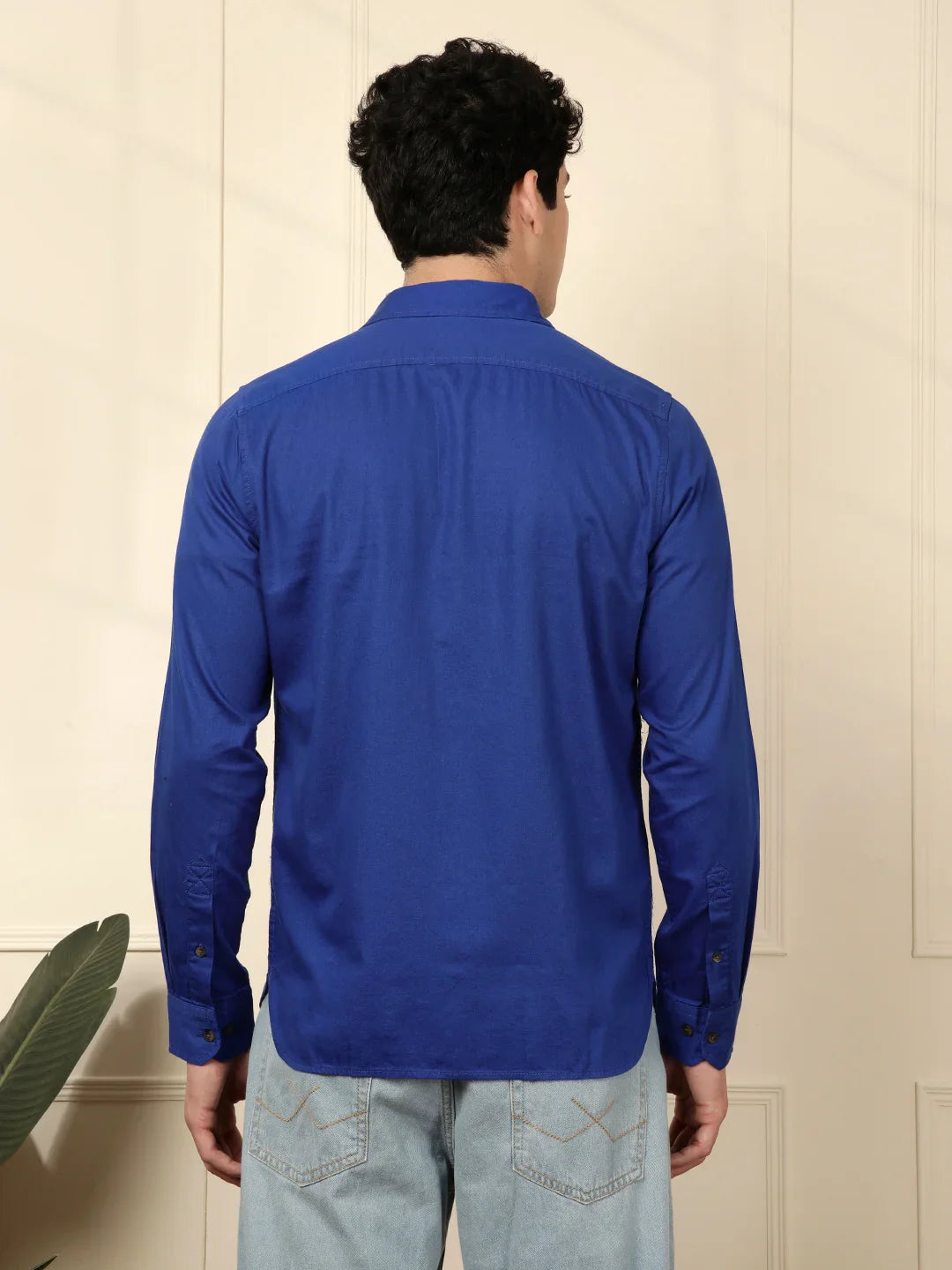 Solid Blue Regular Fit Shirt