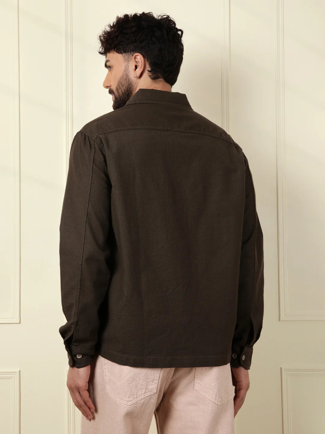 Solid Regular Fit Shacket | Olive