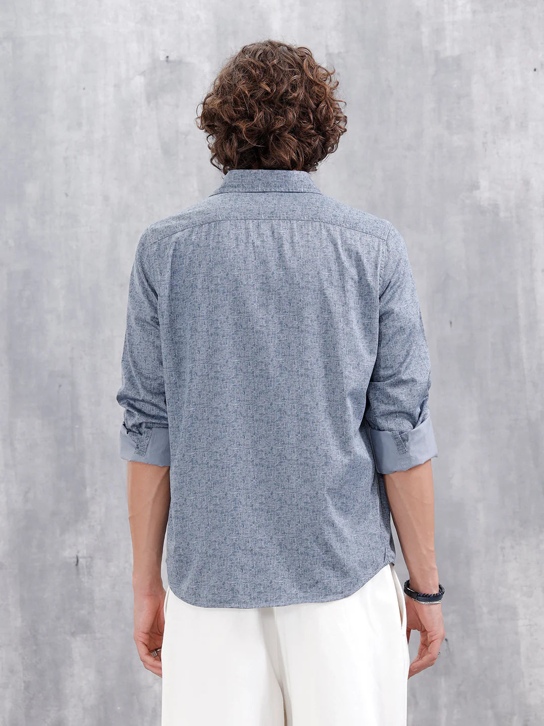 All-Over Abstract Print Casual Slim Fit Shirt | Blue