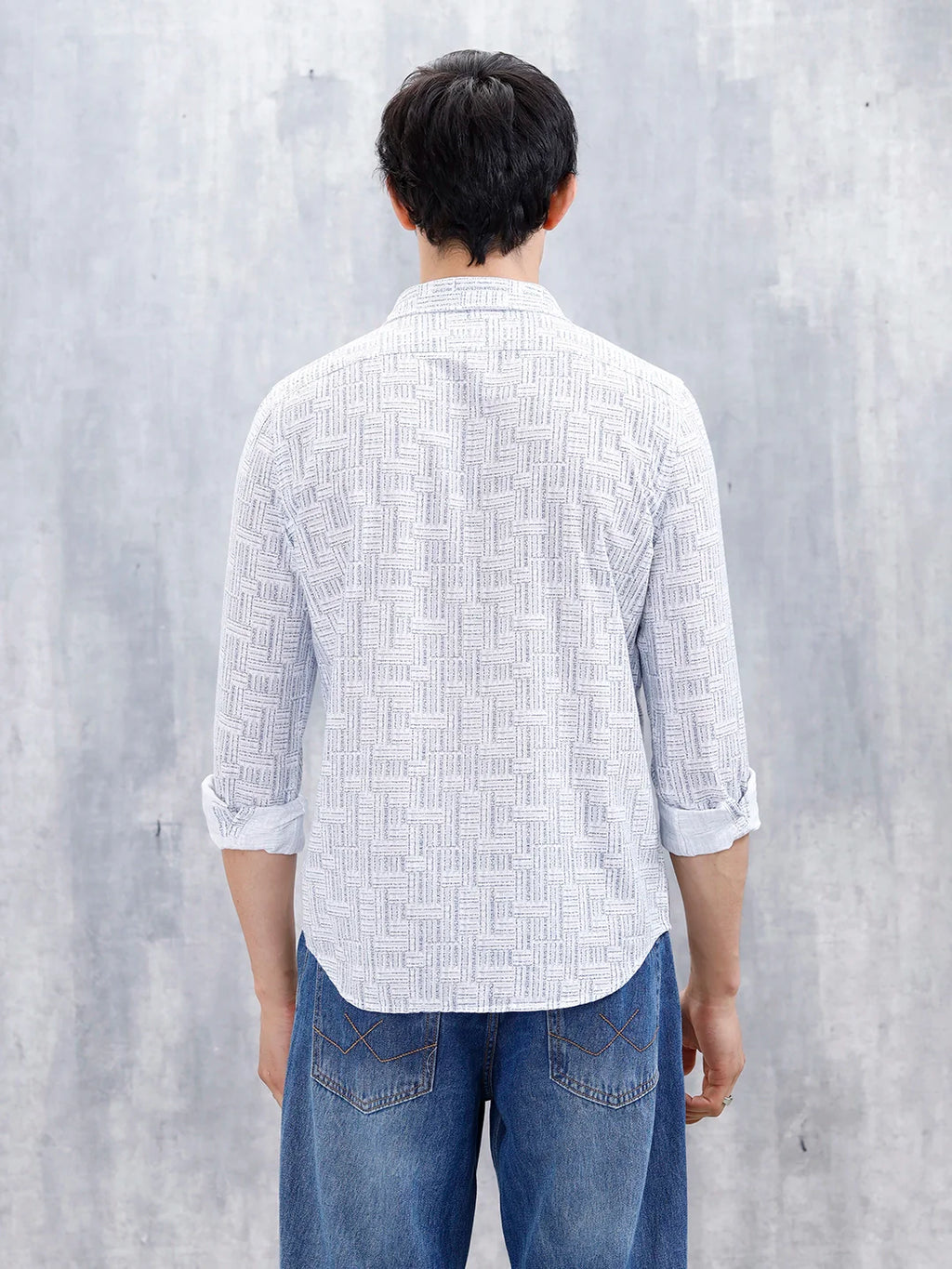 Printed Men's Casual Slim Fit Shirt | Blue