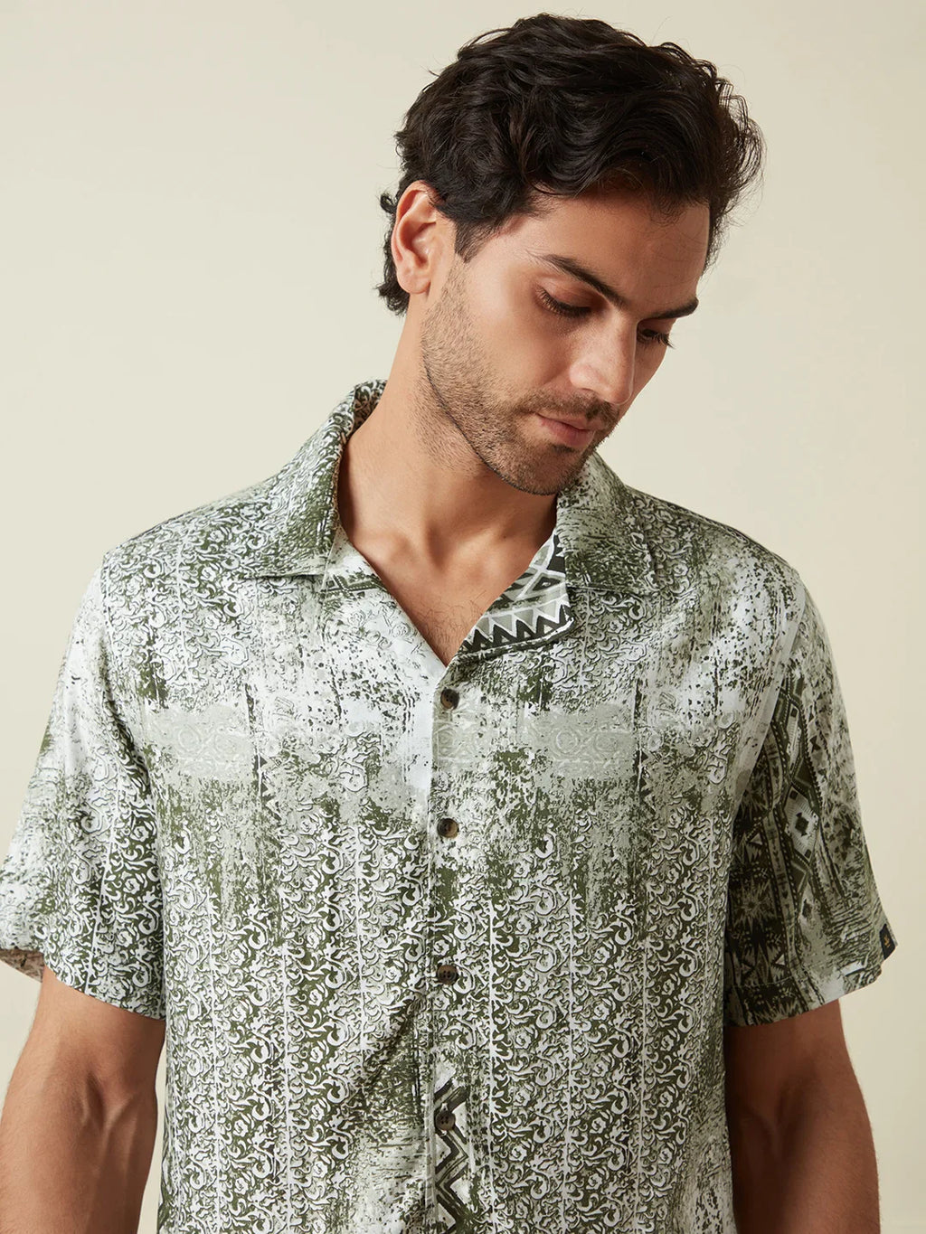 AOP Fluid Light Weight Viscose Shirt | Green