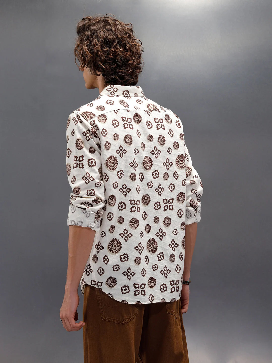 Abstract Nomad Aop Printed Regular Fit Shirt | Off White