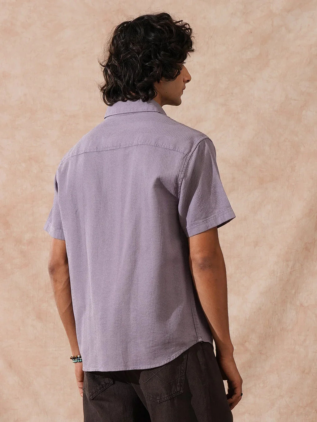 Waffle Textured Comfort Fit Shirt | Purple