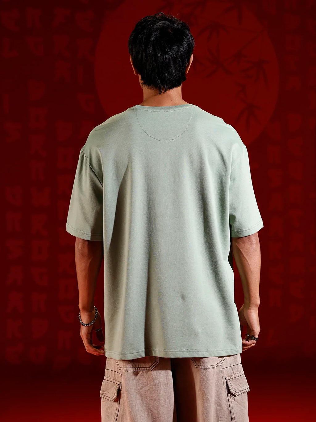 Wrogn Graphic Printed Oversized Fit T-Shirt | Green