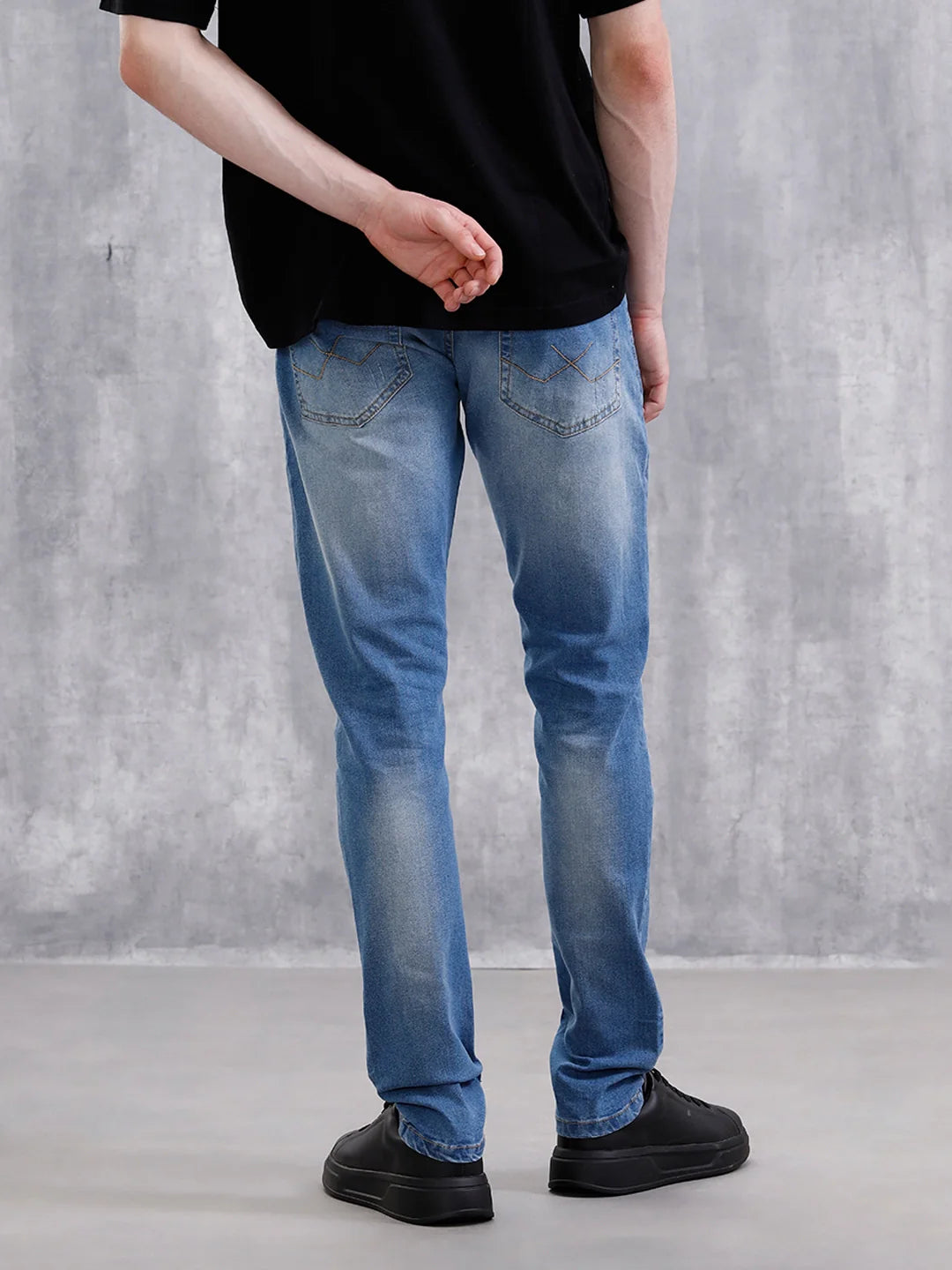 Heavy Distress Slim Tapered Jeans | Blue