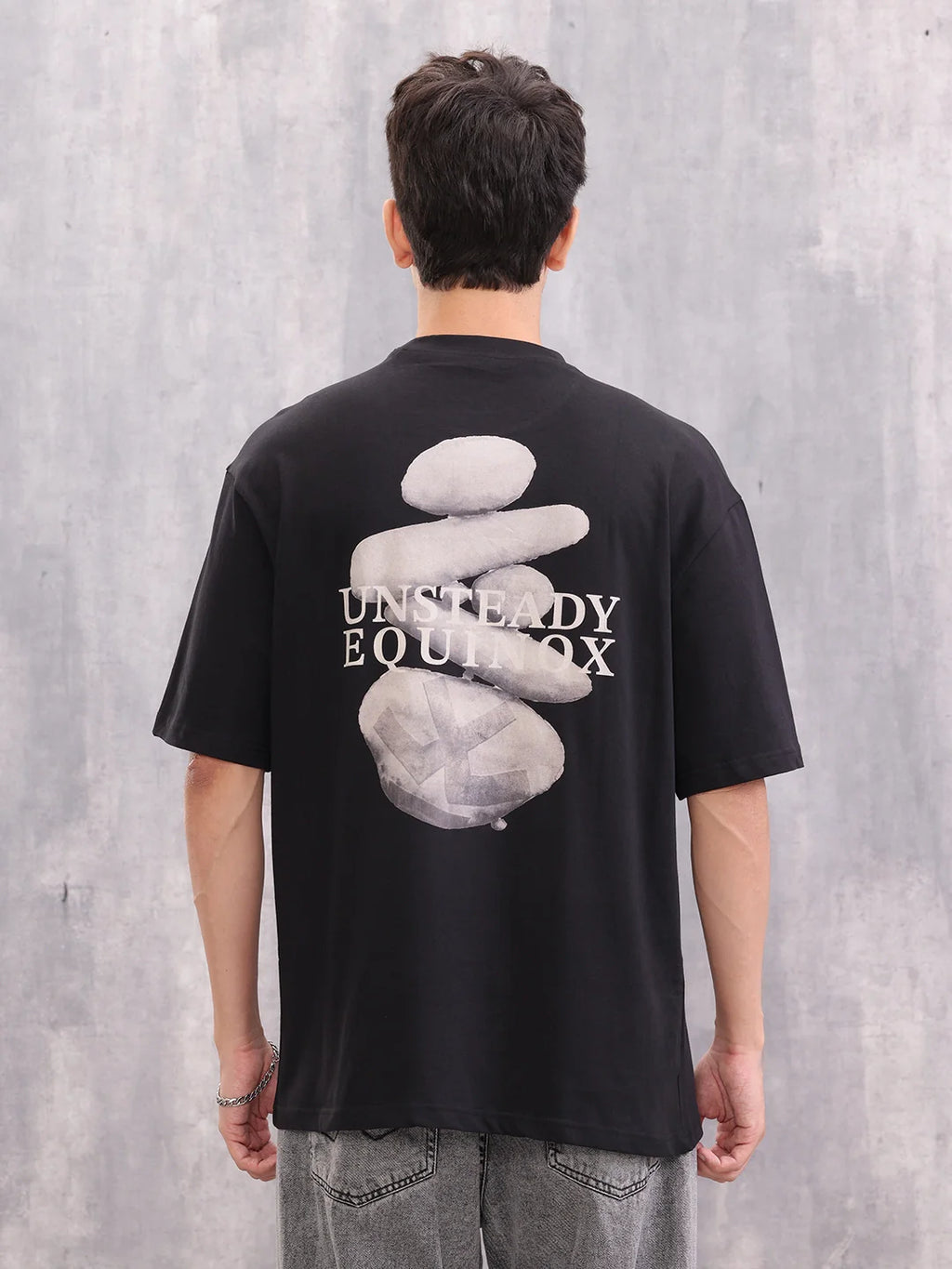 Casual Oversized Fit Tshirt With Back Print | Black