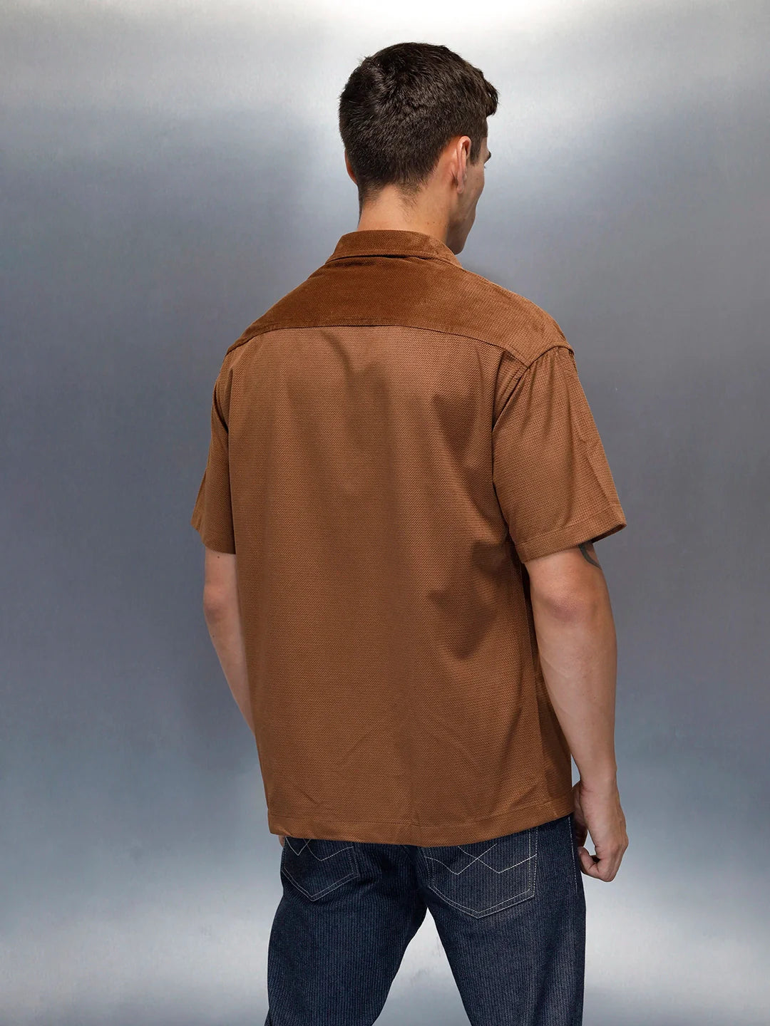Textured Classic Men’s Oversized Fit Shirt | Khaki