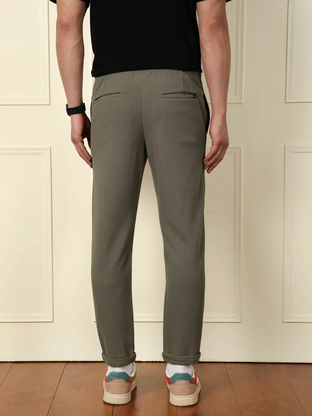 Solid Cotton Blend Knit Trouser | Grey