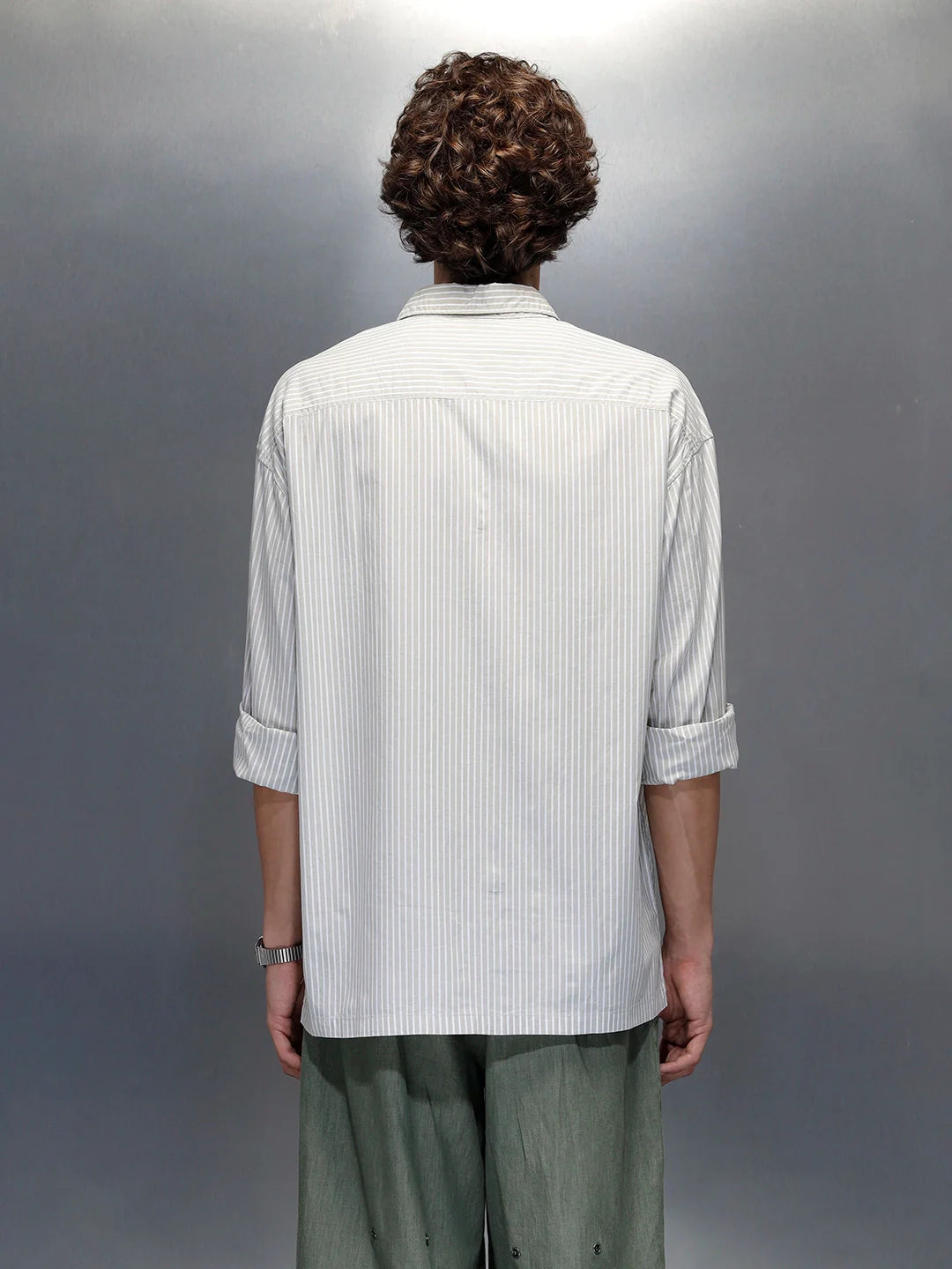 men's casual regualr fit placement print shirt | Green