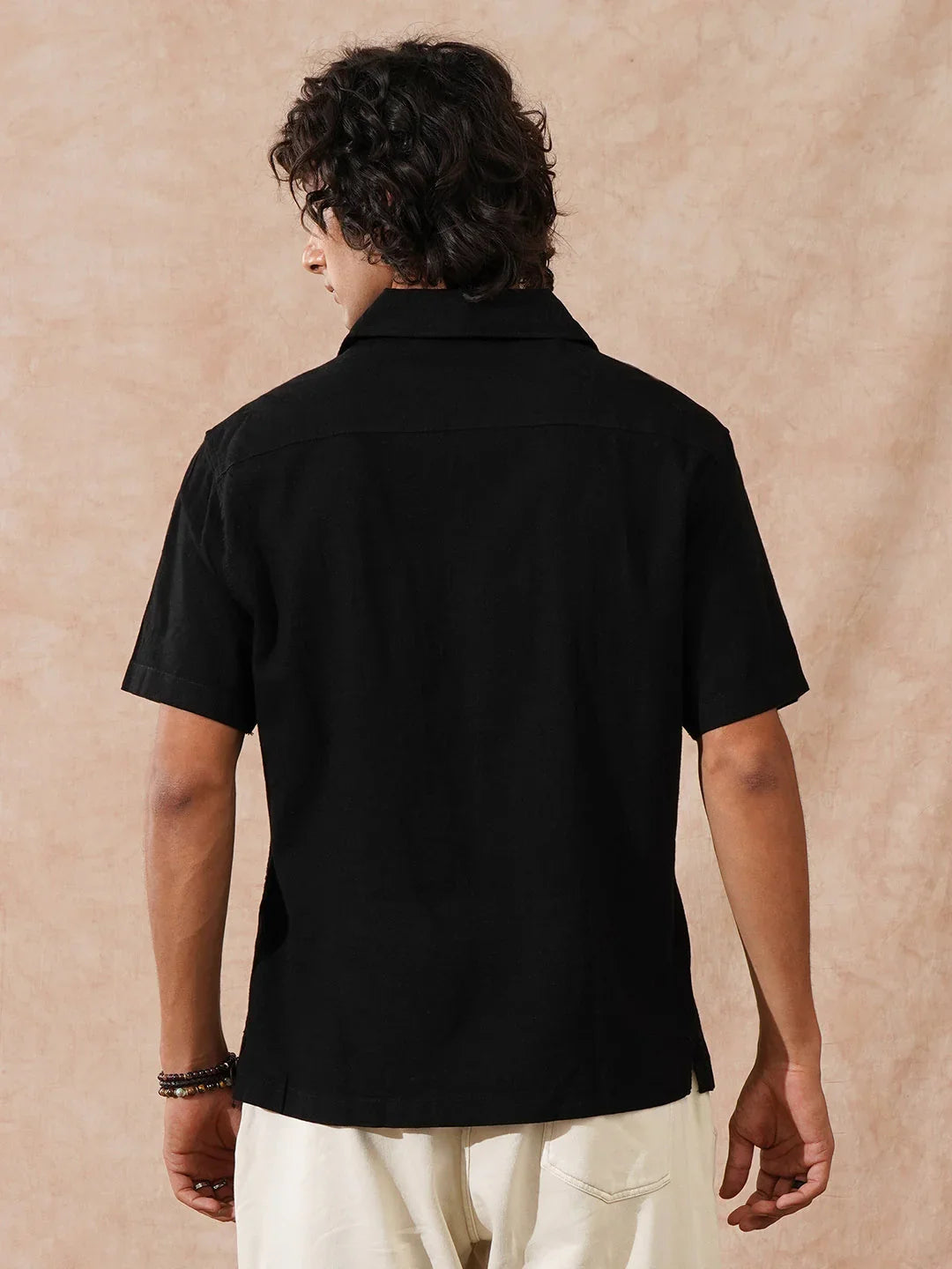 Double Pocket Resort Collar Shirt | Black