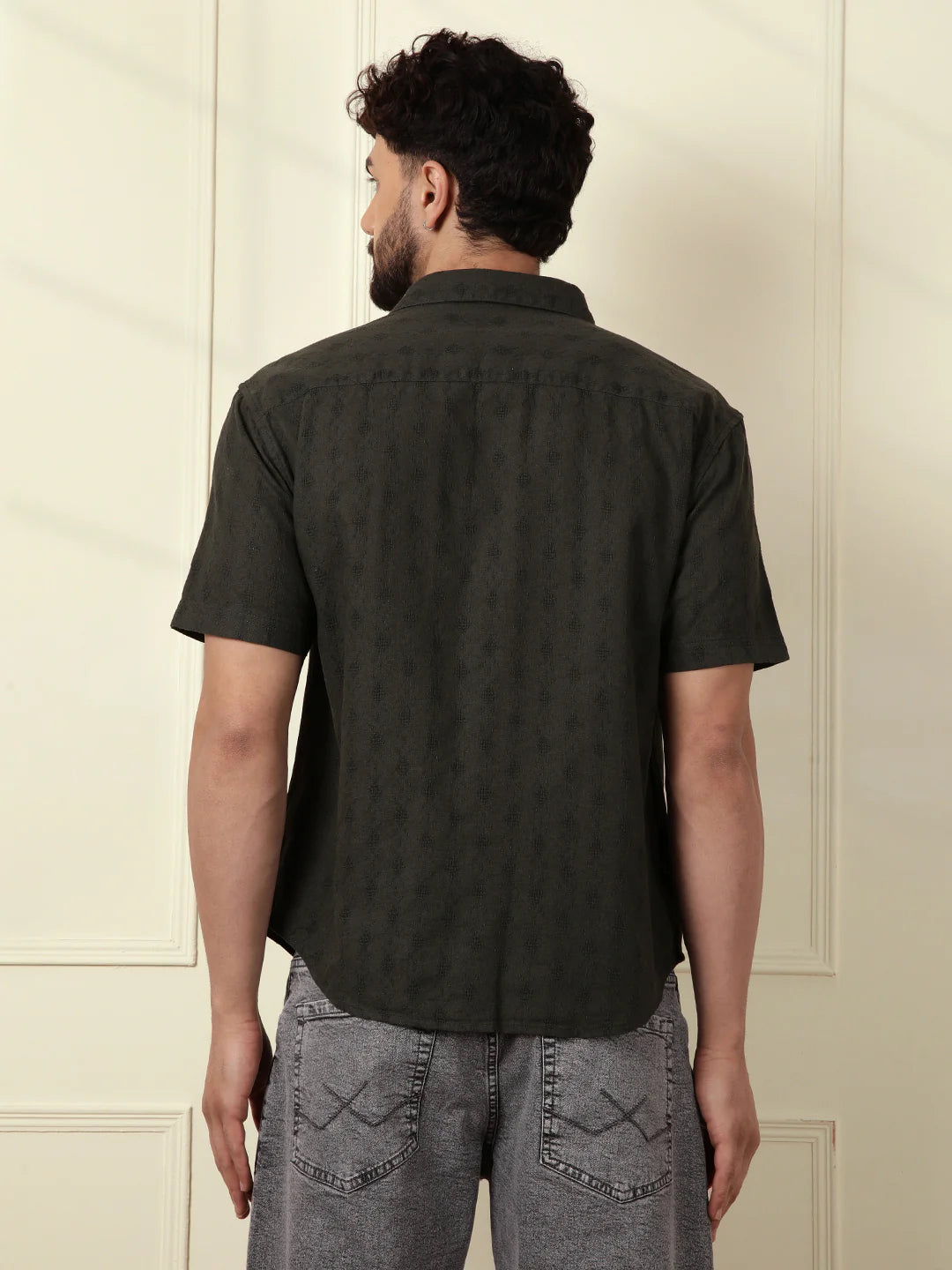 Textured Short Sleeve Shirt | Green