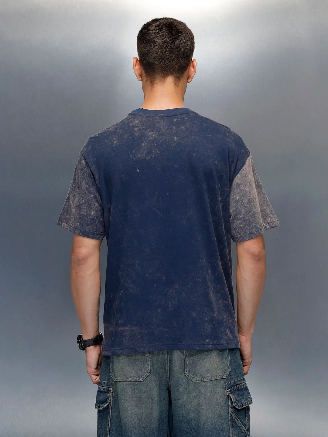 Washed Graphic Printed Oversized Fit T-Shirt | Blue