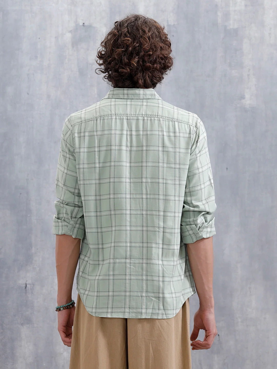 Men’s Regular Fit Checkered Pattern Shirt | Green