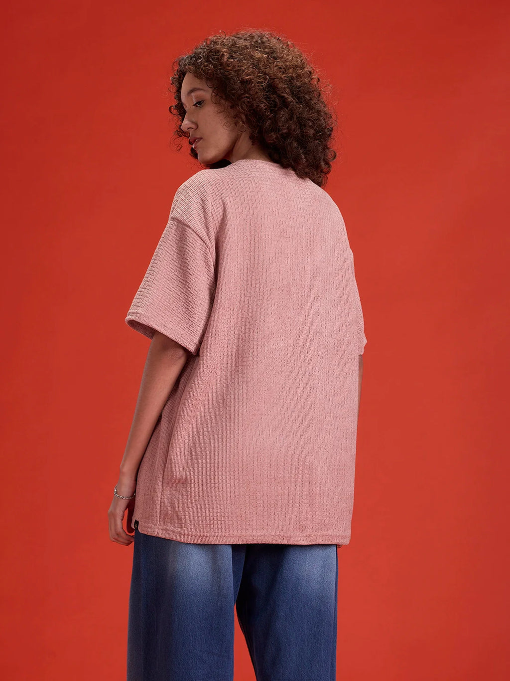Men's Textured Oversized T-shirt  |  Peach