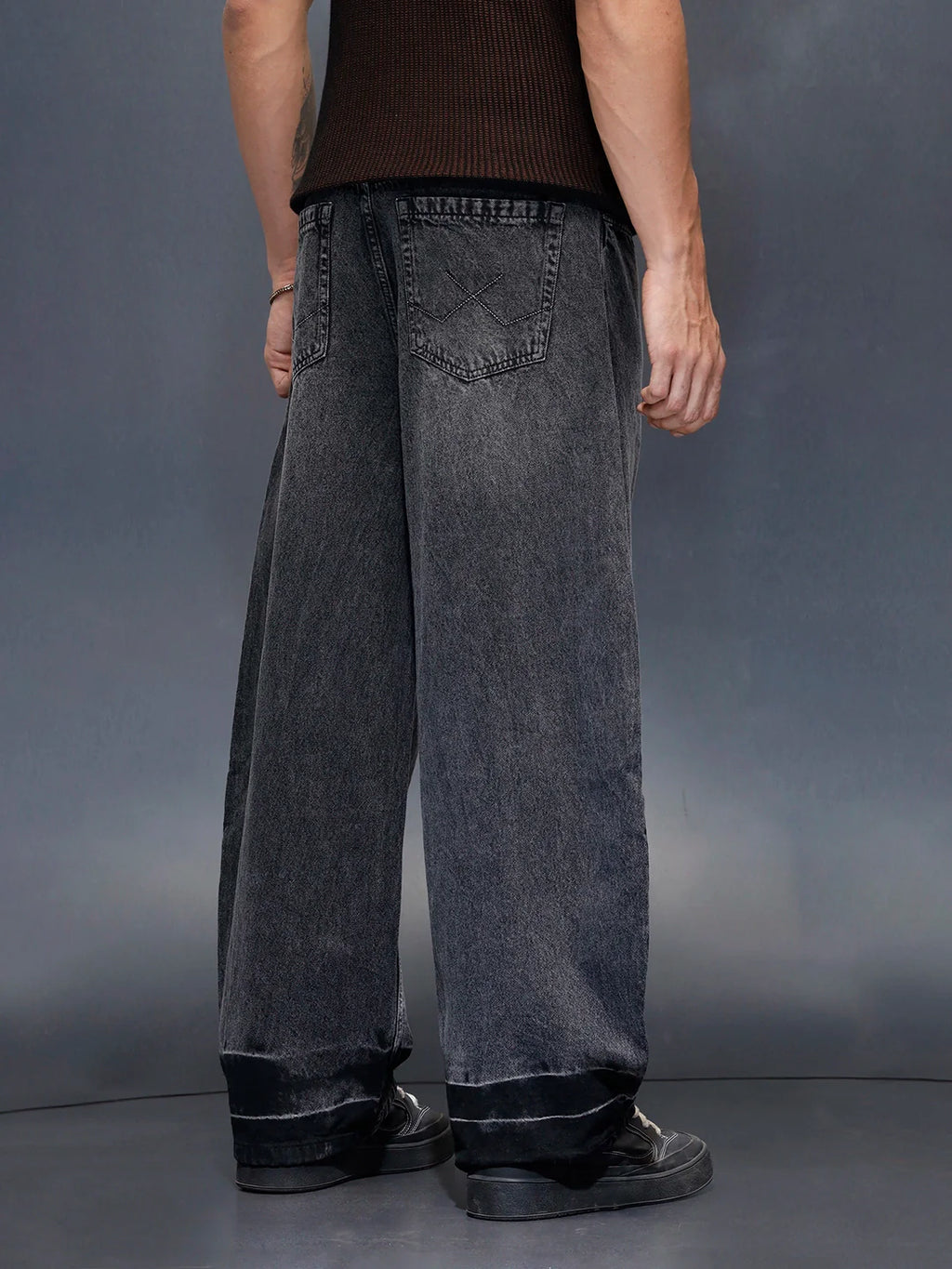 Men's Baloon fit jeans with details  | Dark Grey