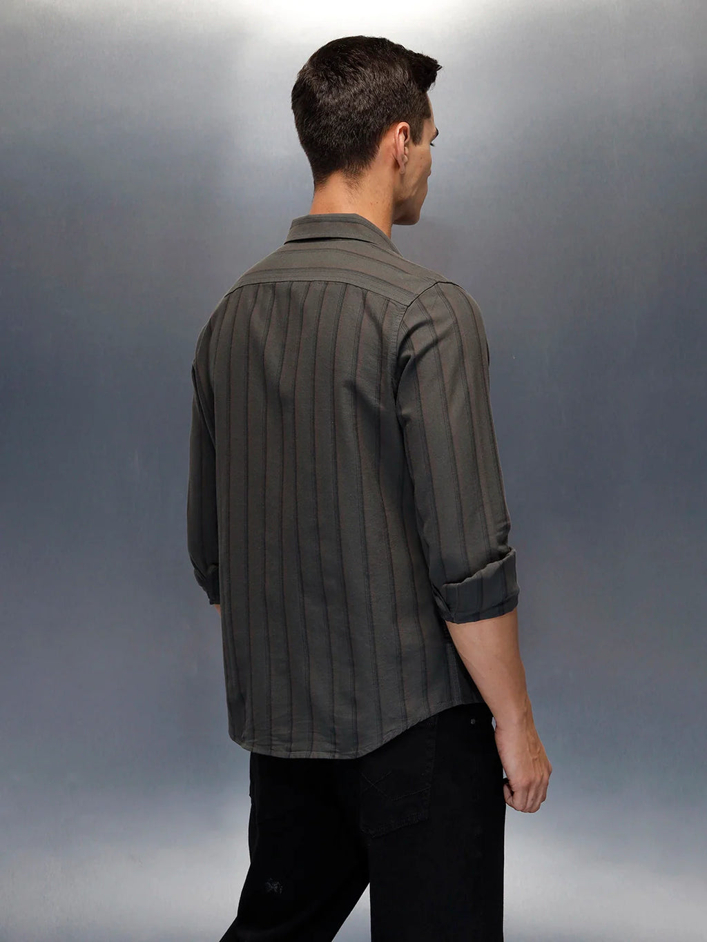Men's casual striped pattern shirt | Green